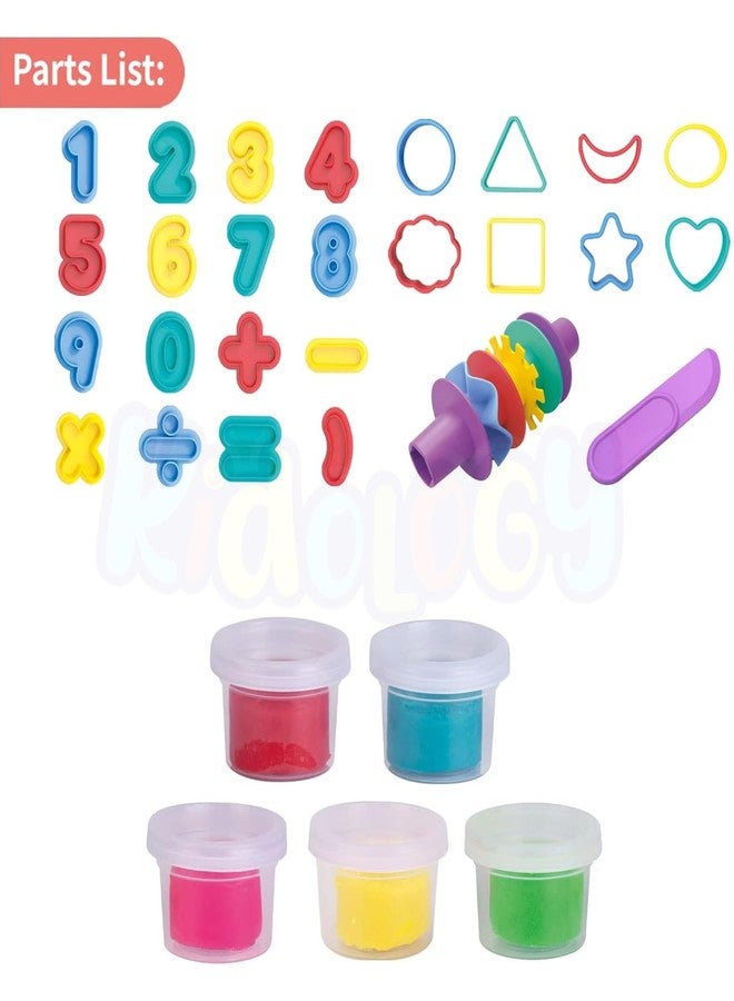 Kidology 31 Pieces Play Dough Tool Kit - Clay Dough Accessories Set for Kids with Math Shapes, Arabic Numerals, Letters, Early Learning Color, with Accessories STEM Preschool Toys for Kids - Image 4